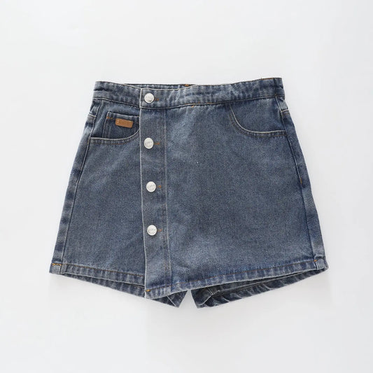 Asymmetric Denim Skort Ollies Place