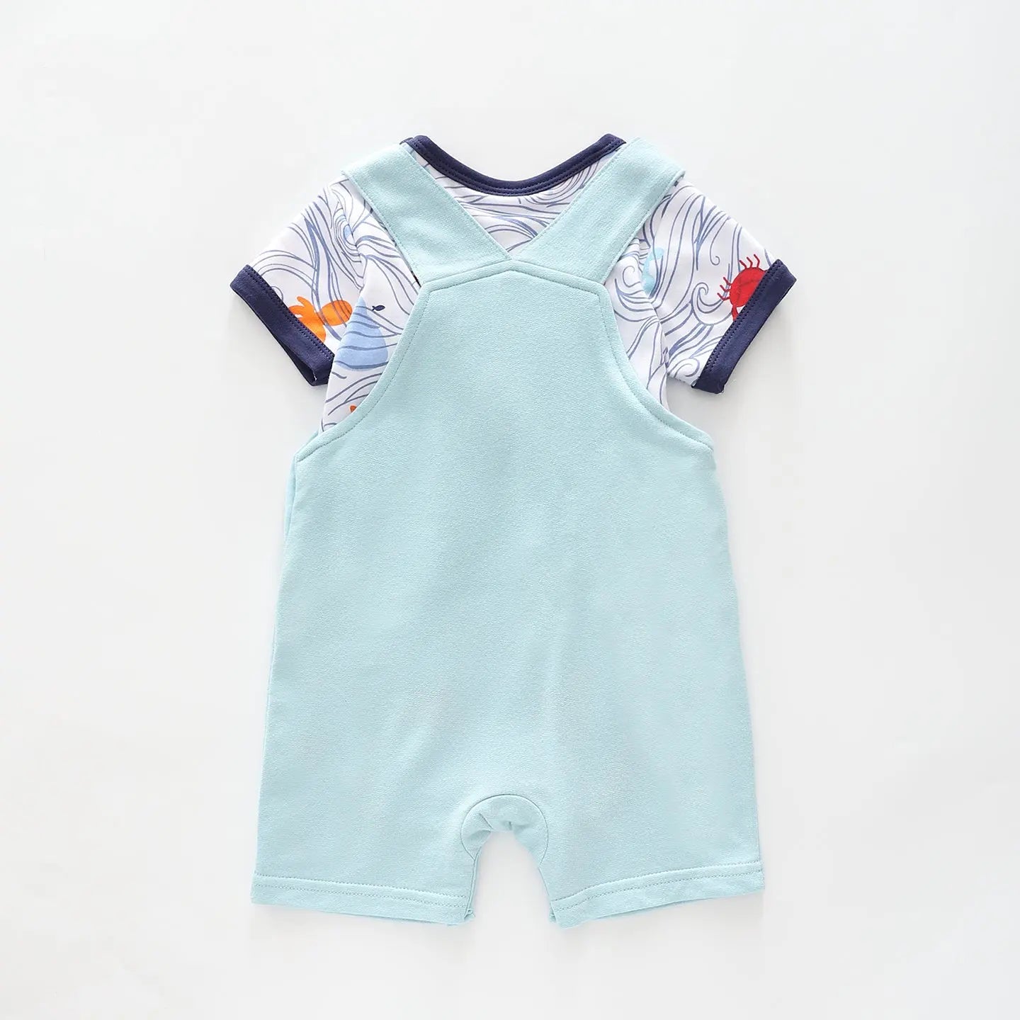 Baby Boys Blue Whale Short Overalls Set Ollies Place