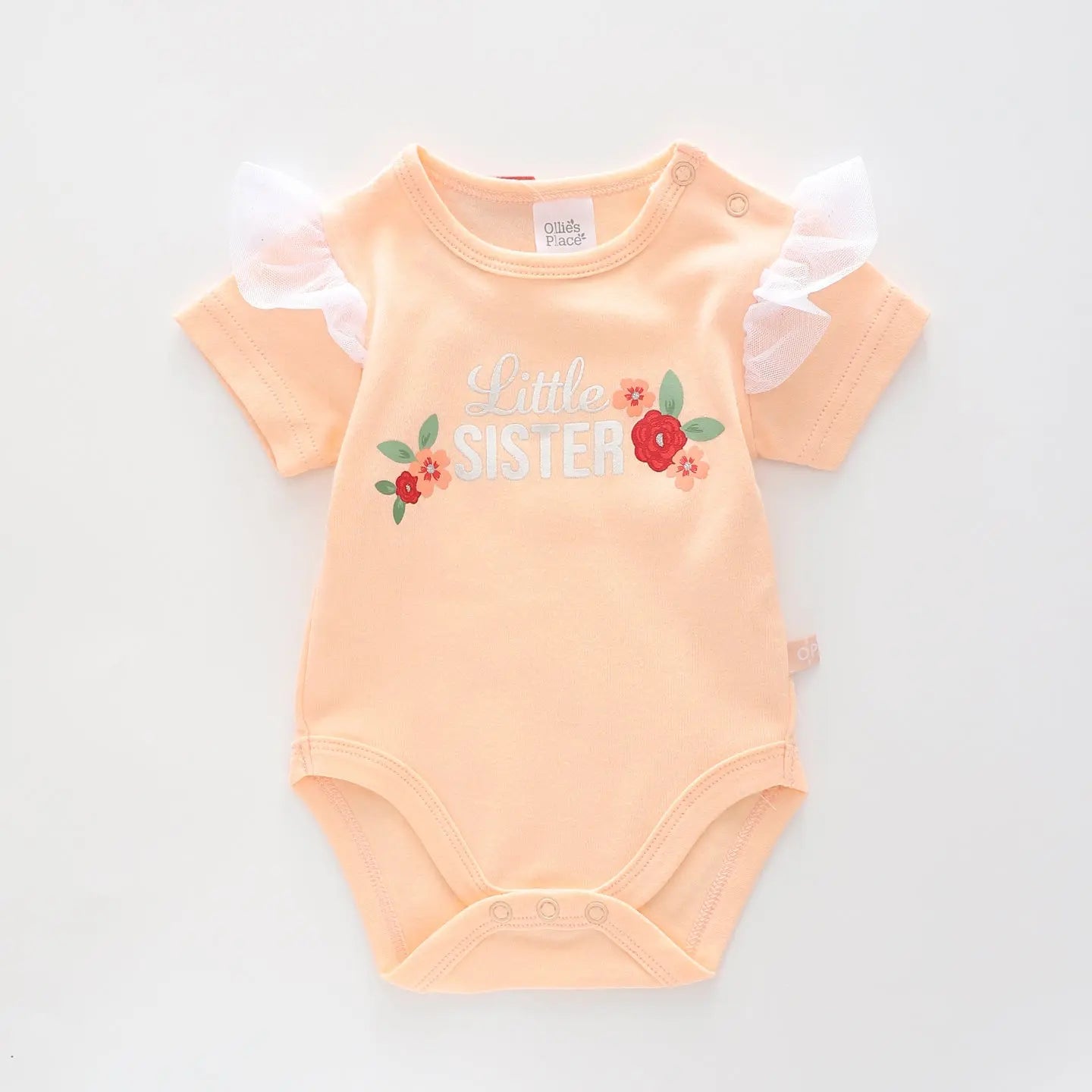 Baby Girls Little Sister Peach Bodysuit Ollies Place