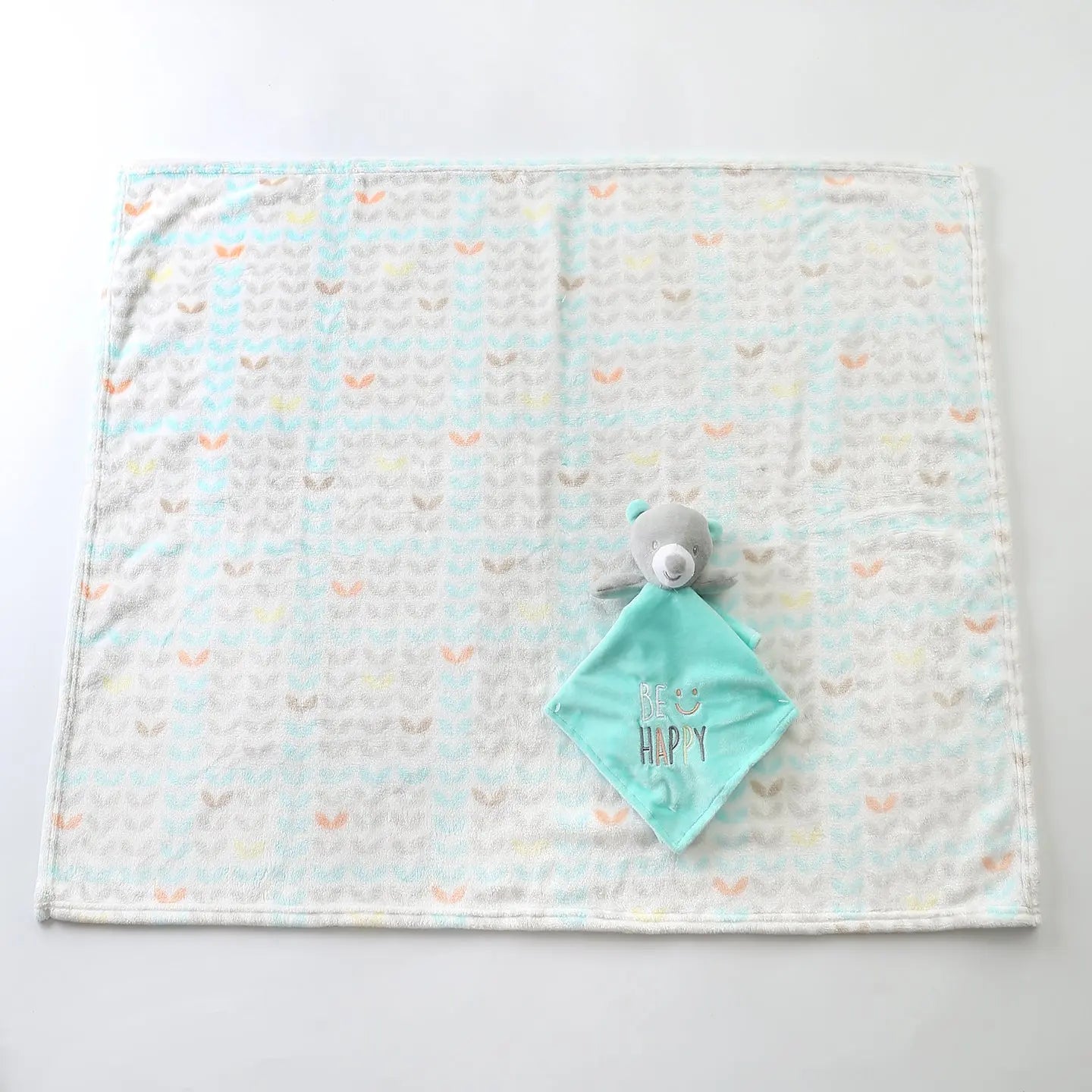 Be Happy Teddy Bear Security Baby Blanket Set Ollies Place