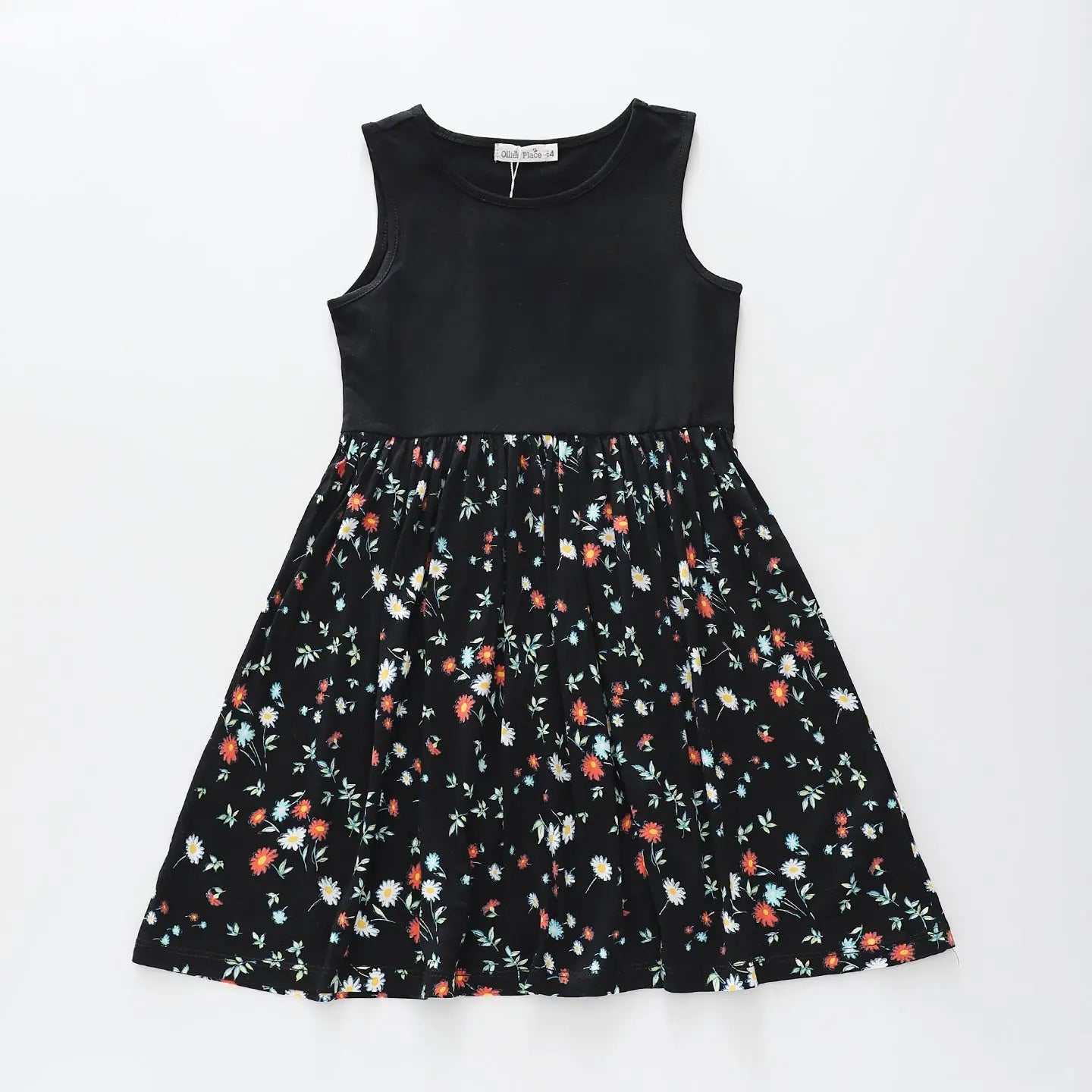 Black Daisy Print Dress Ollies Place