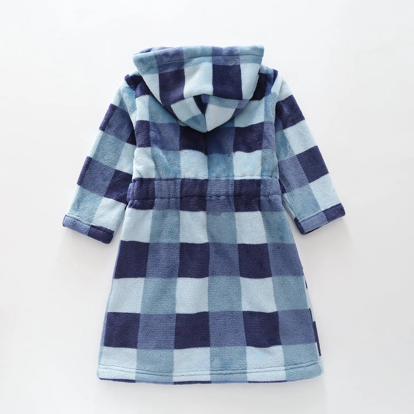 Blue Check Hooded Bath Robe Ollies Place