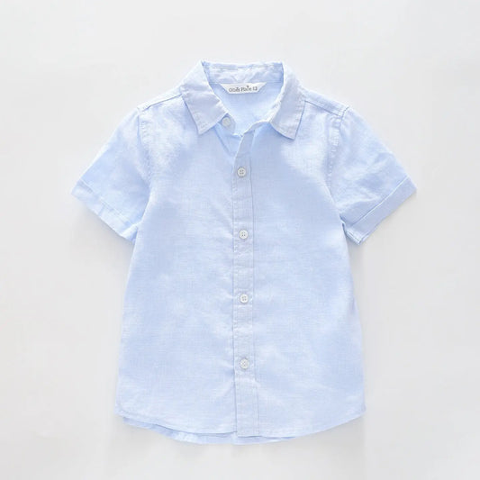 Blue Linen Collared Shirt Ollies Place