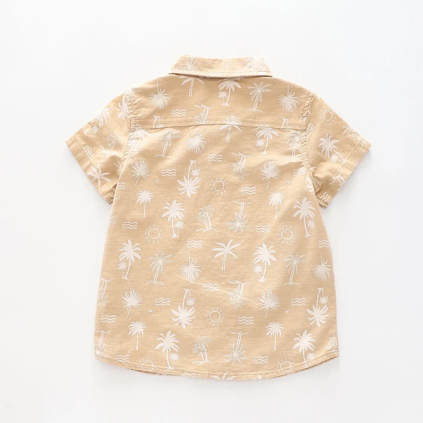 Boy's Beige Button-down Shirt With Palm Tree Print Ollies Place