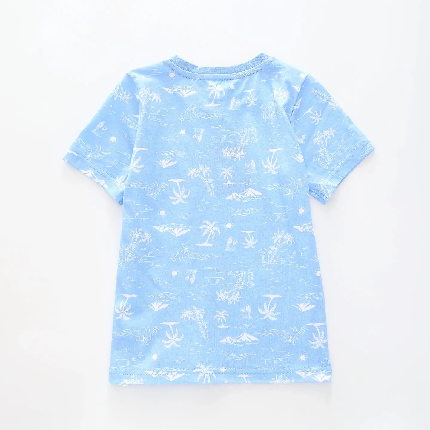 Boy's Blue T-shirt With Pocket and Palm Tree Print Ollies Place