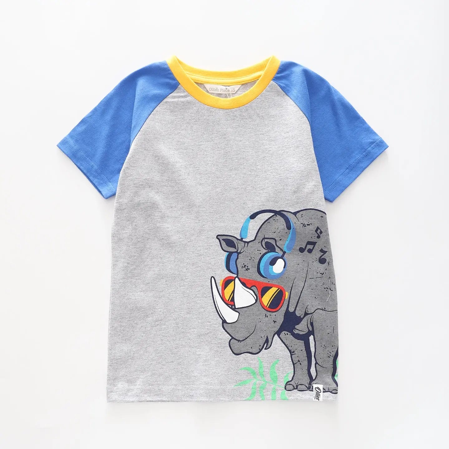 Boy's Blue and Grey T-shirt With Rhinoceros Print Ollies Place