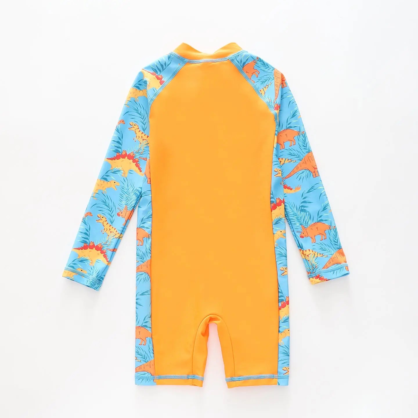 Boy's Blue and Orange Dinosaur Print Long sleeve Swimsuit Ollies Place