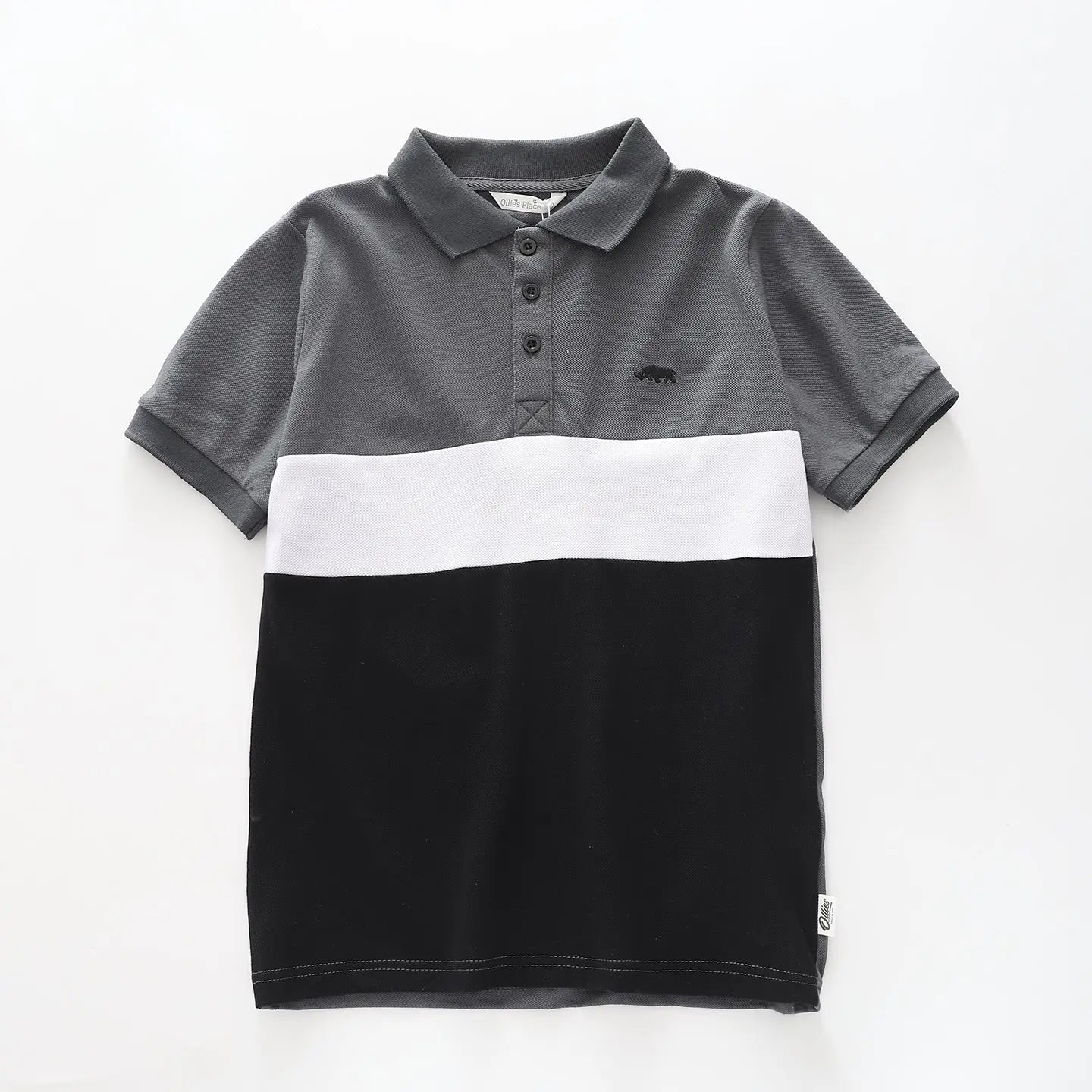 Boy's Grey And Black Stripe Polo Shirt Ollies Place