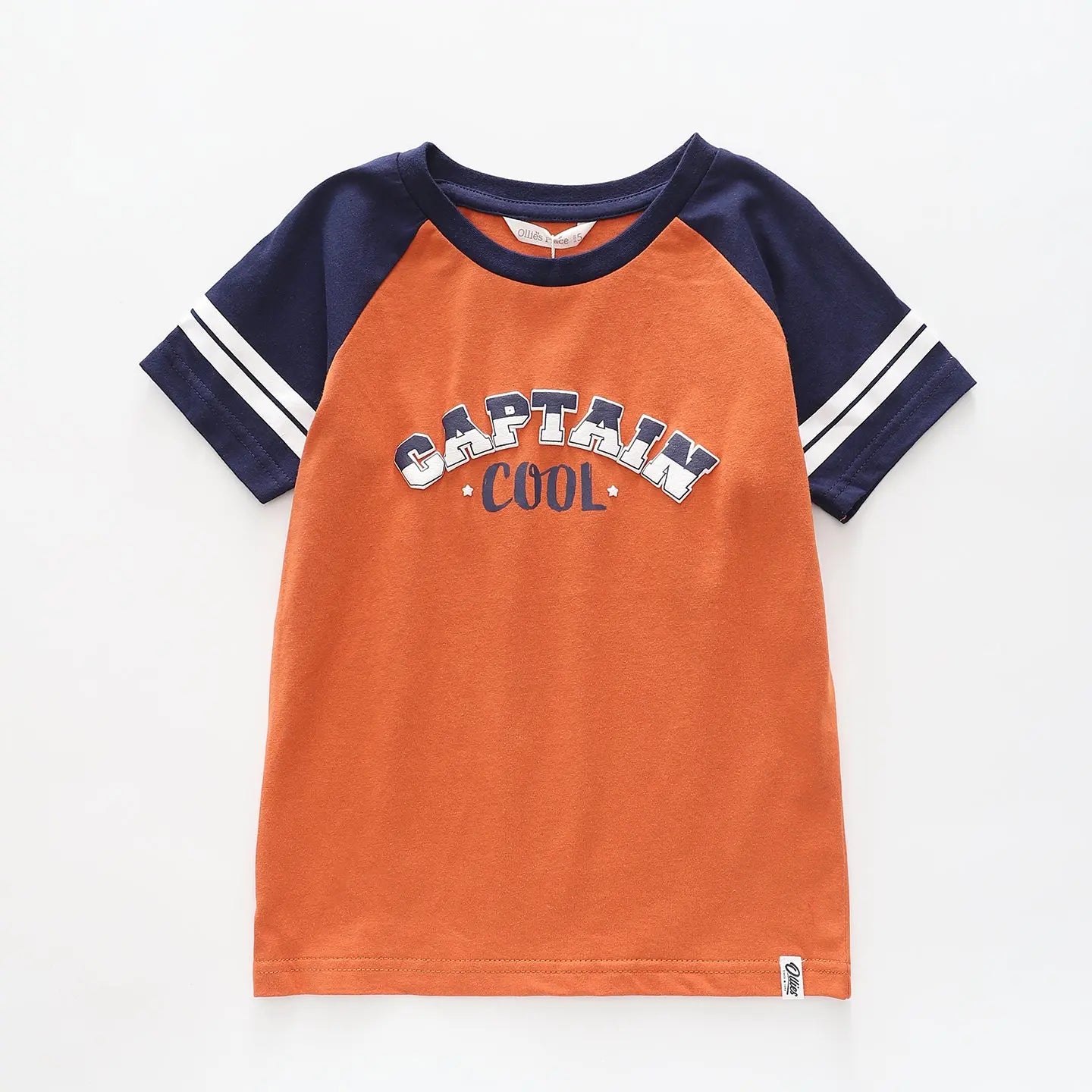 Boy's Orange and Navy Blue T-shirt With 'Captain Cool' Print Ollies Place
