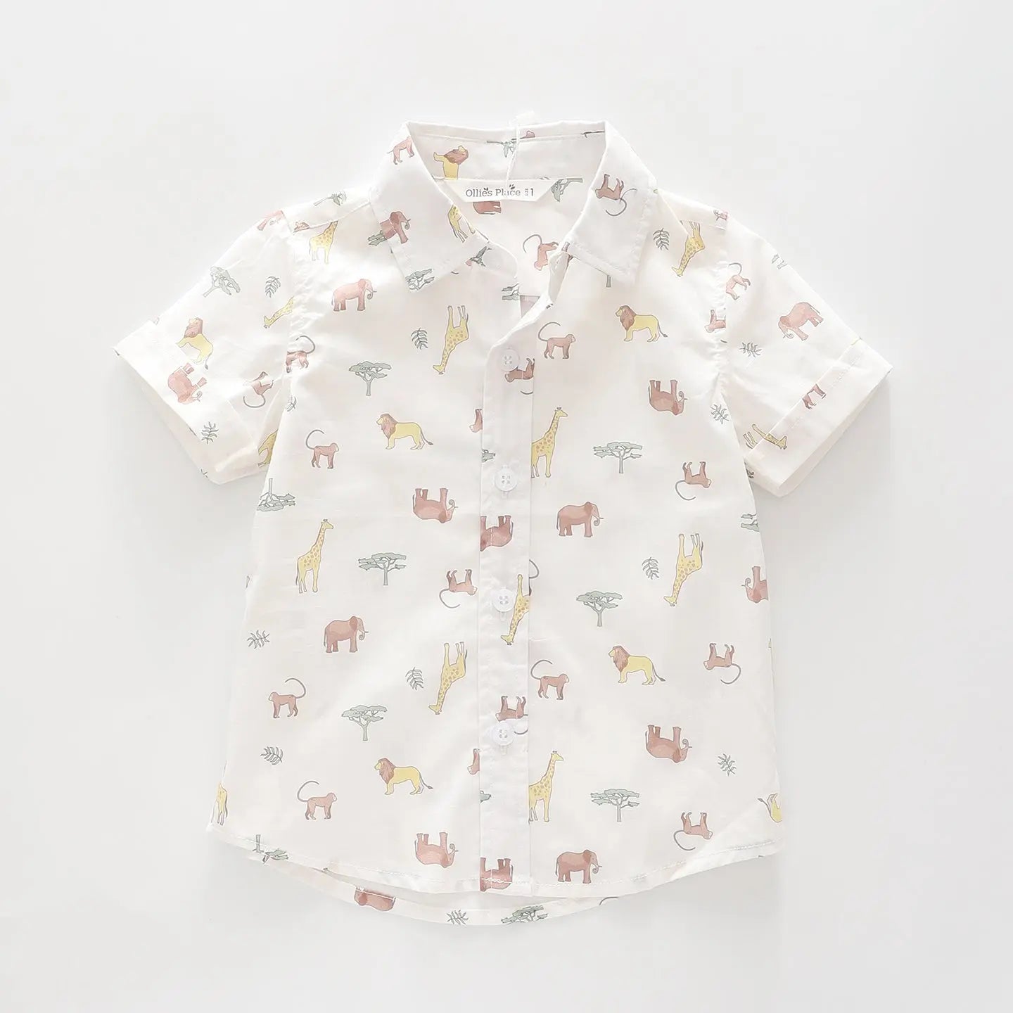 Boy's White Safari Linen Collared Shirt Ollies Place