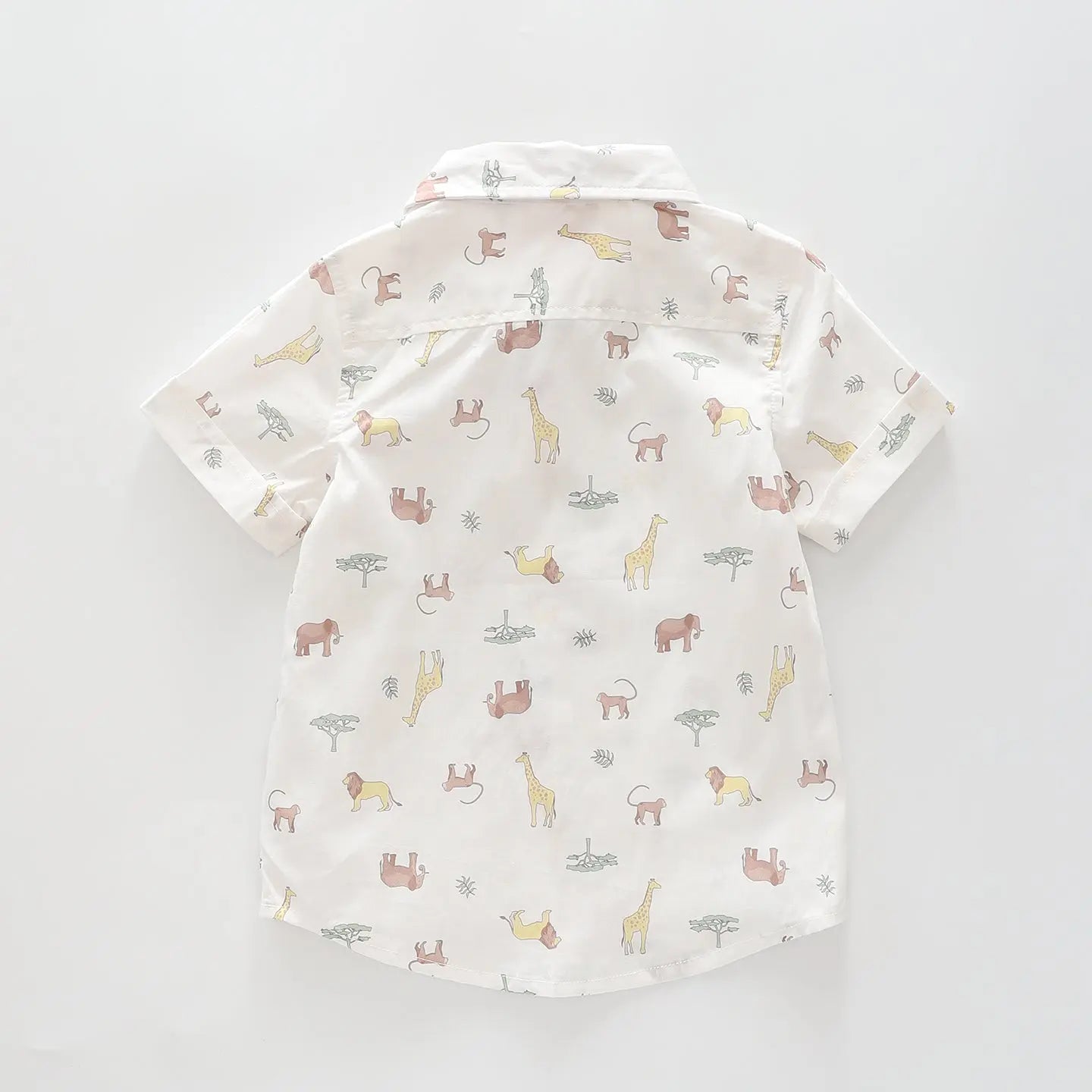 Boy's White Safari Linen Collared Shirt Ollies Place