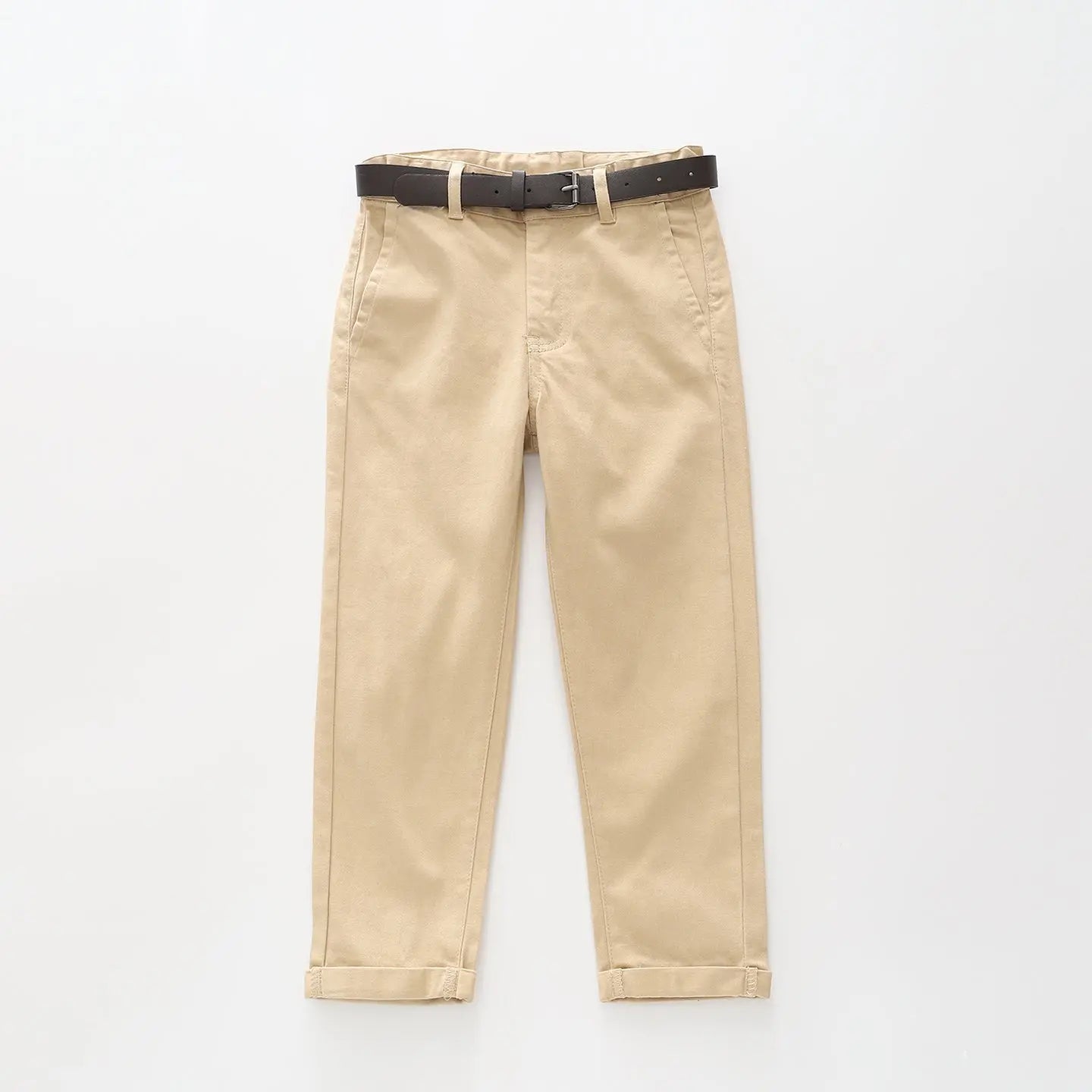 Boys Sand Chinos with Brown Belt Ollies Place