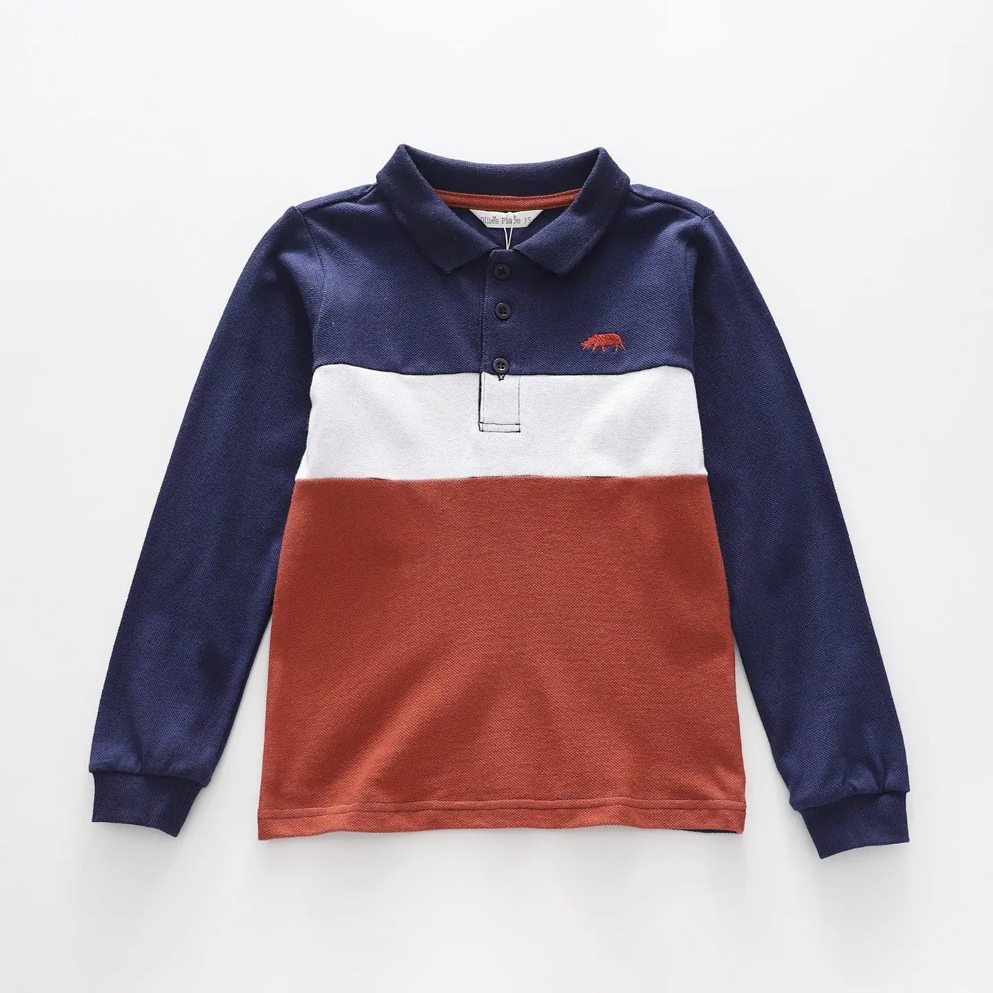 Boys' White Stripe Long-Sleeve Polo Ollies Place