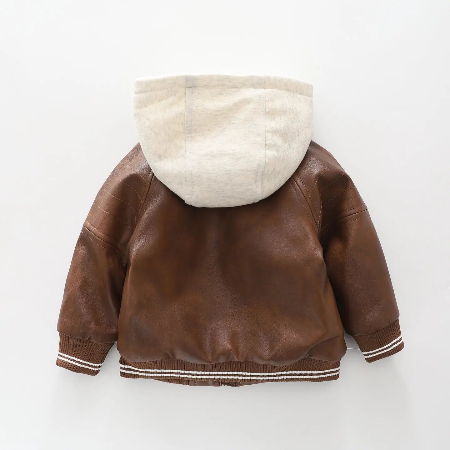 Brown PU Hooded Bomber Jacket Ollies Place