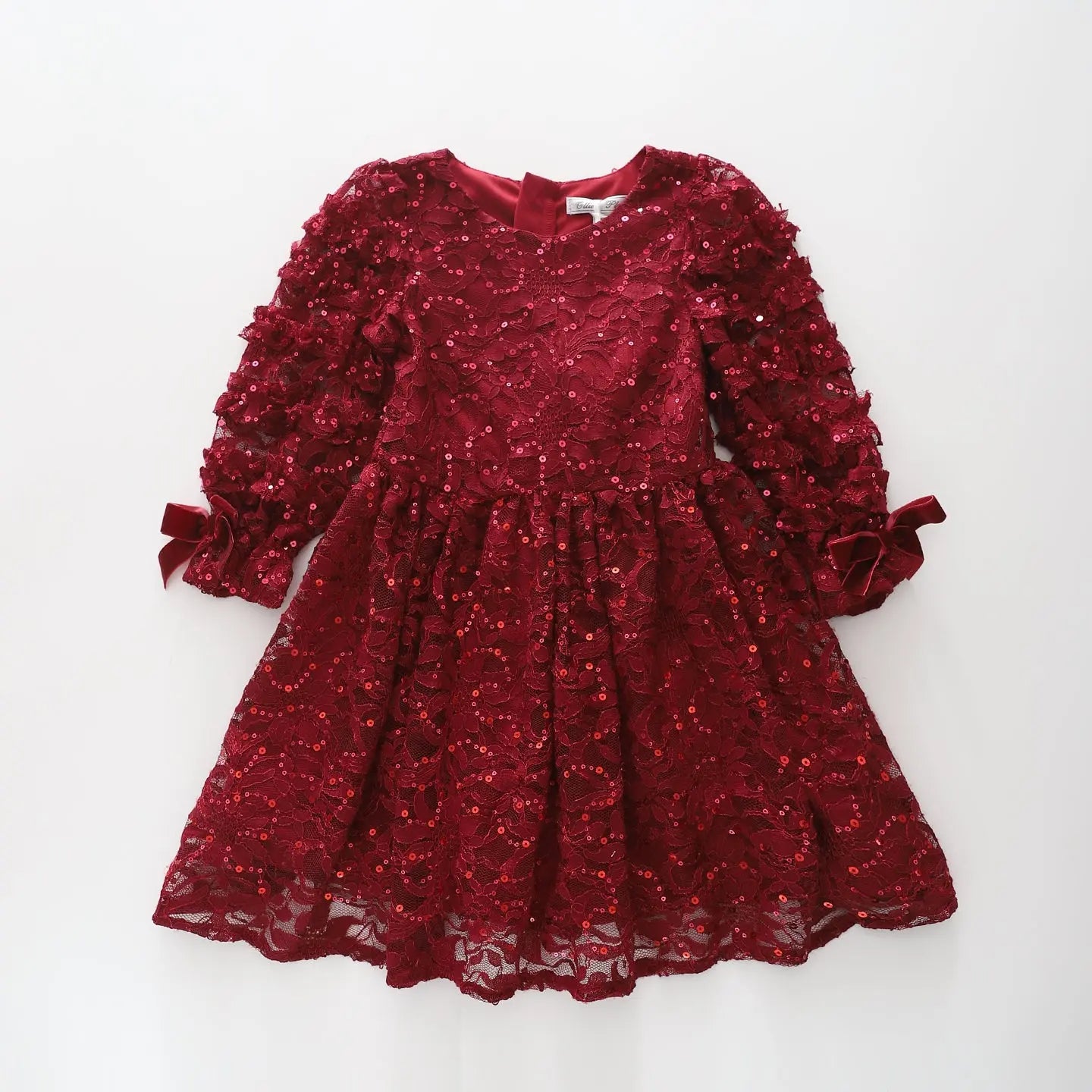 Burgundy Red Lace Sequin Dress Ollies Place
