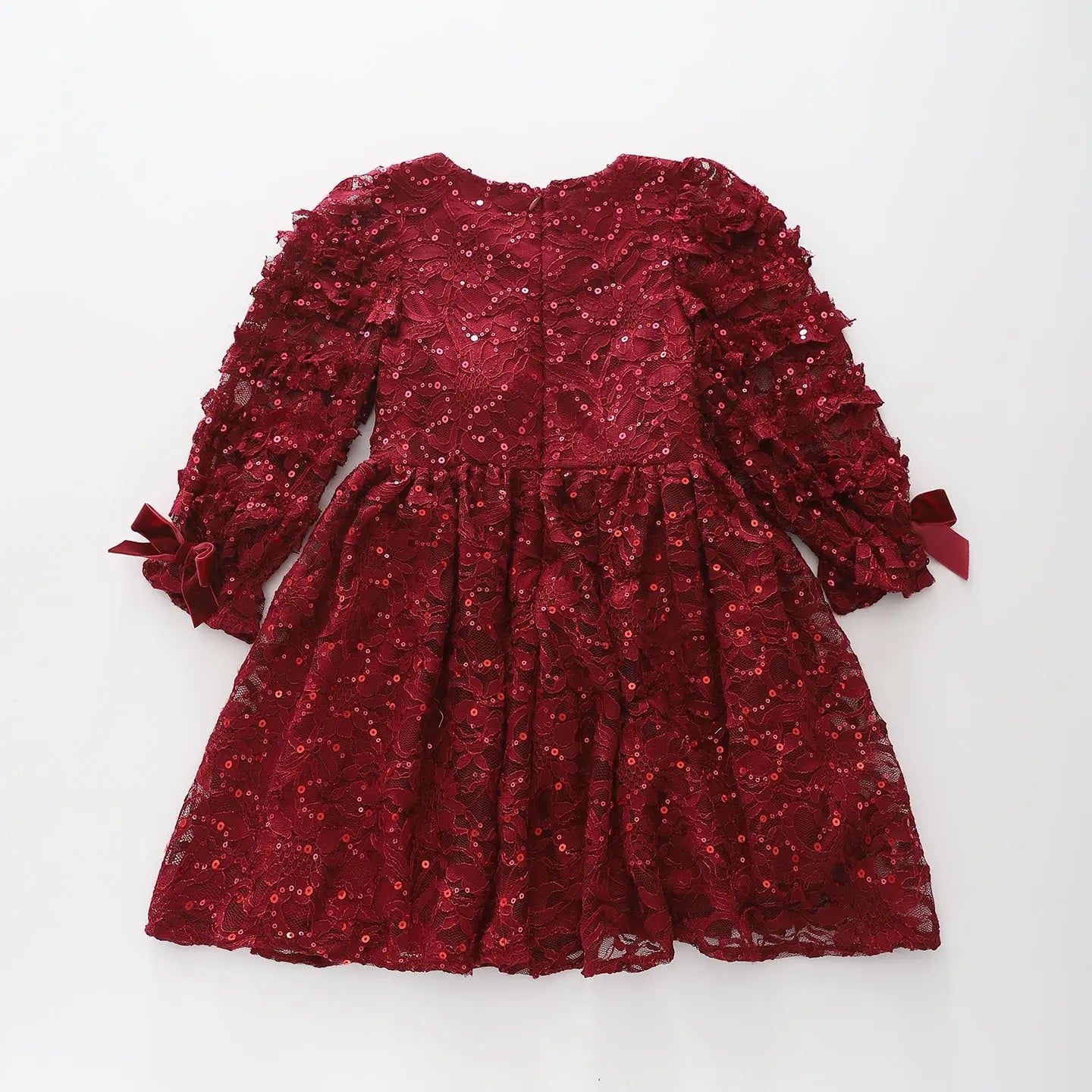 Burgundy Red Lace Sequin Dress Ollies Place