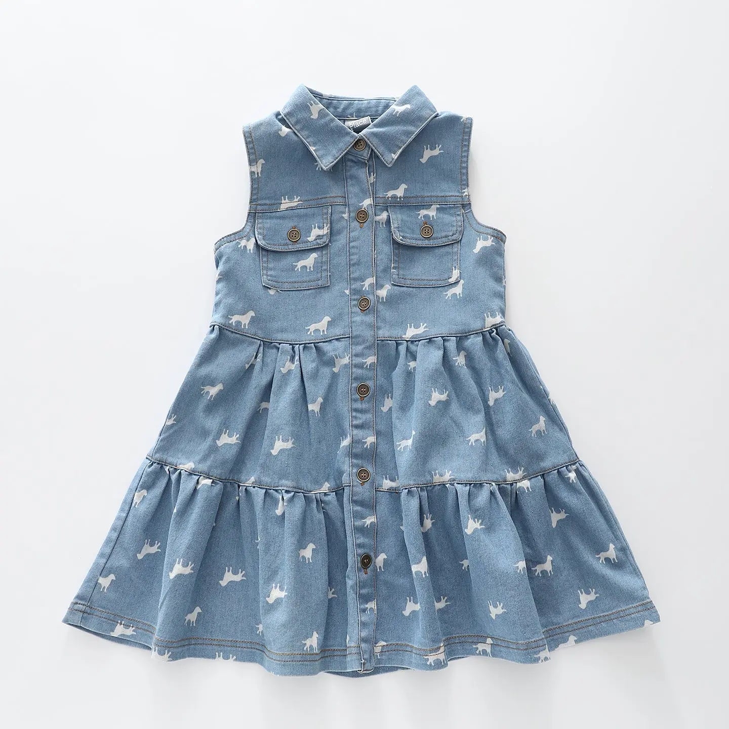 Denim Puppy Print Dress Ollies Place