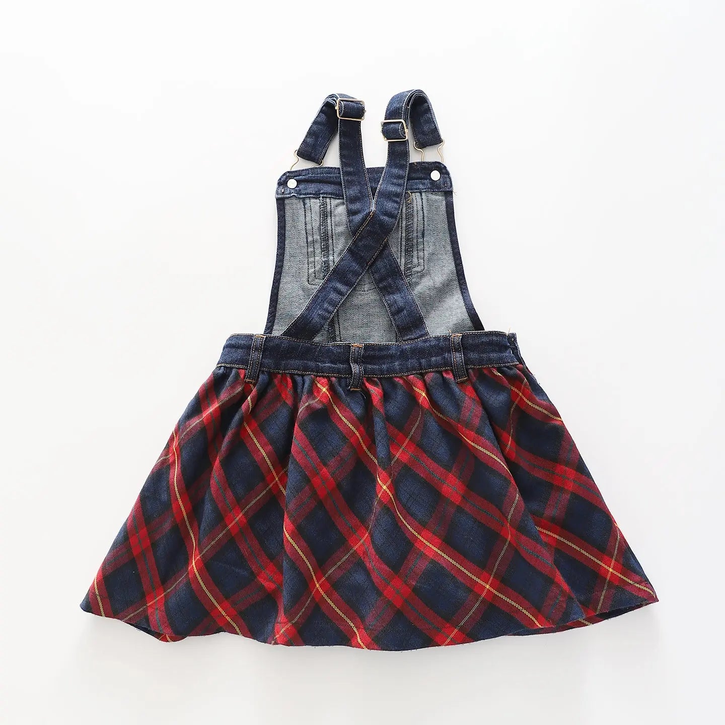 Denim & Tartan Pinafore Dress - Toddler Girl Ollies Place