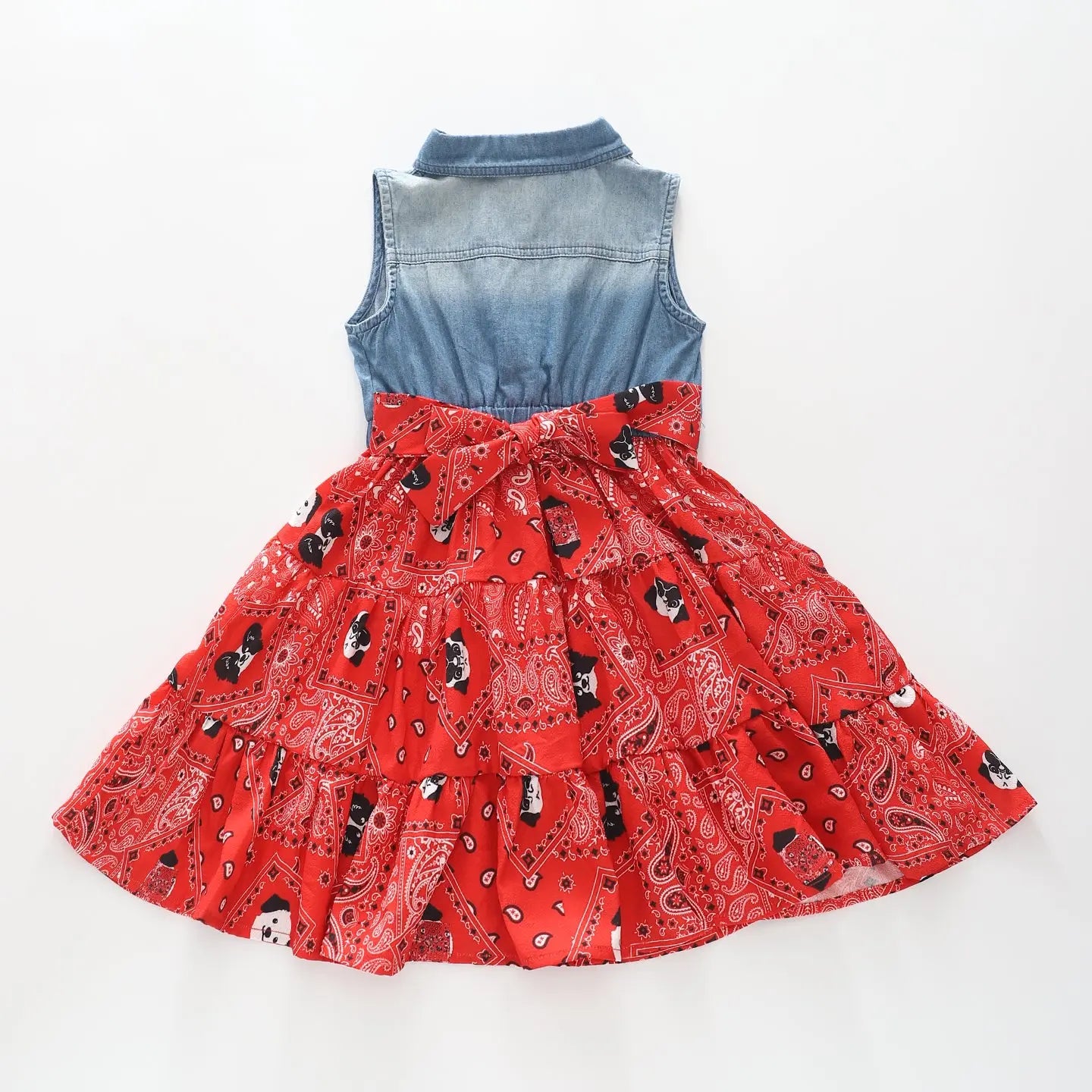 Denim and Red Puppy Print Dress Ollies Place