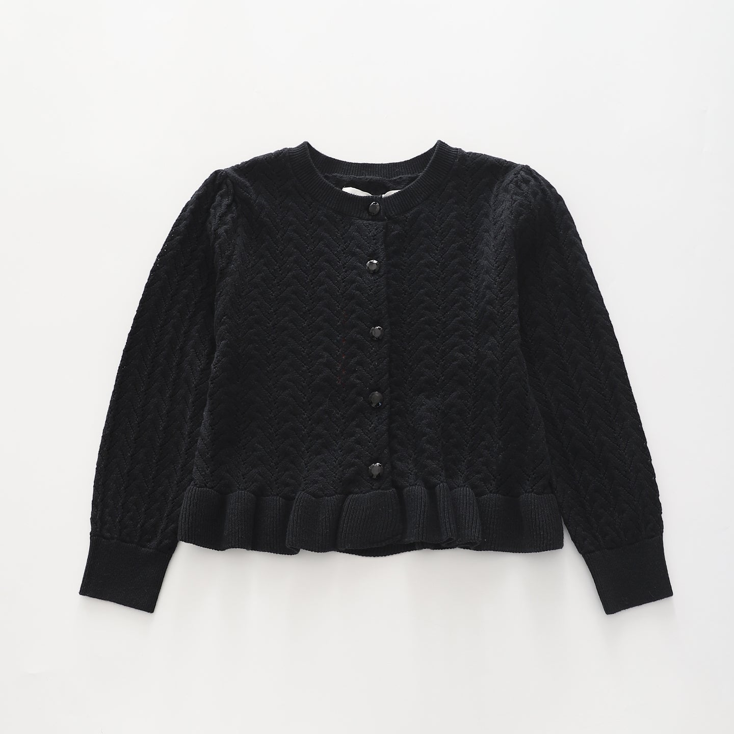 Dainty Black Junior Girls Knit Cardigan