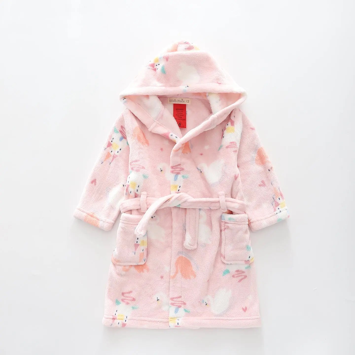 childrens pink dressing gown Girls Elleray Soft Fleece Hooded Dressing Gown with Tie Belt in Pink