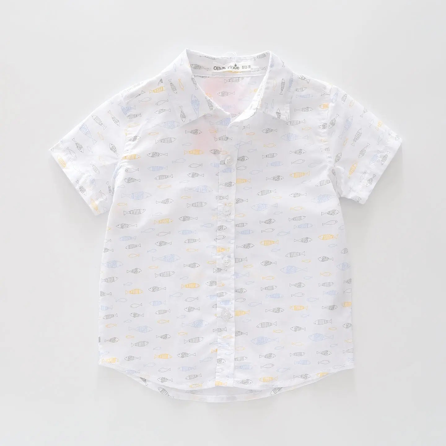 Fish Print Collared Shirt Ollies Place