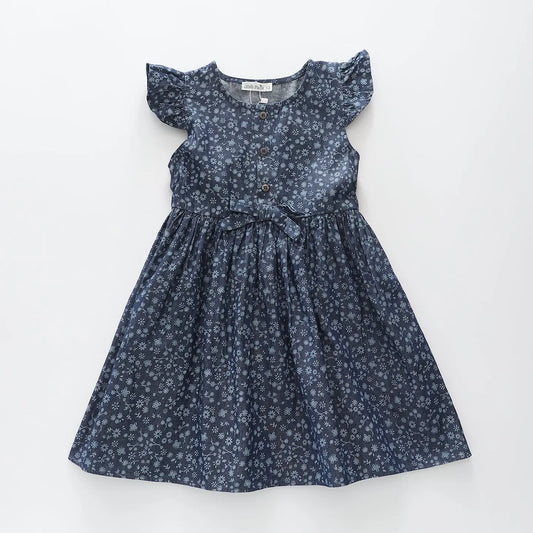 Flower Print Chambray Dress Ollies Place