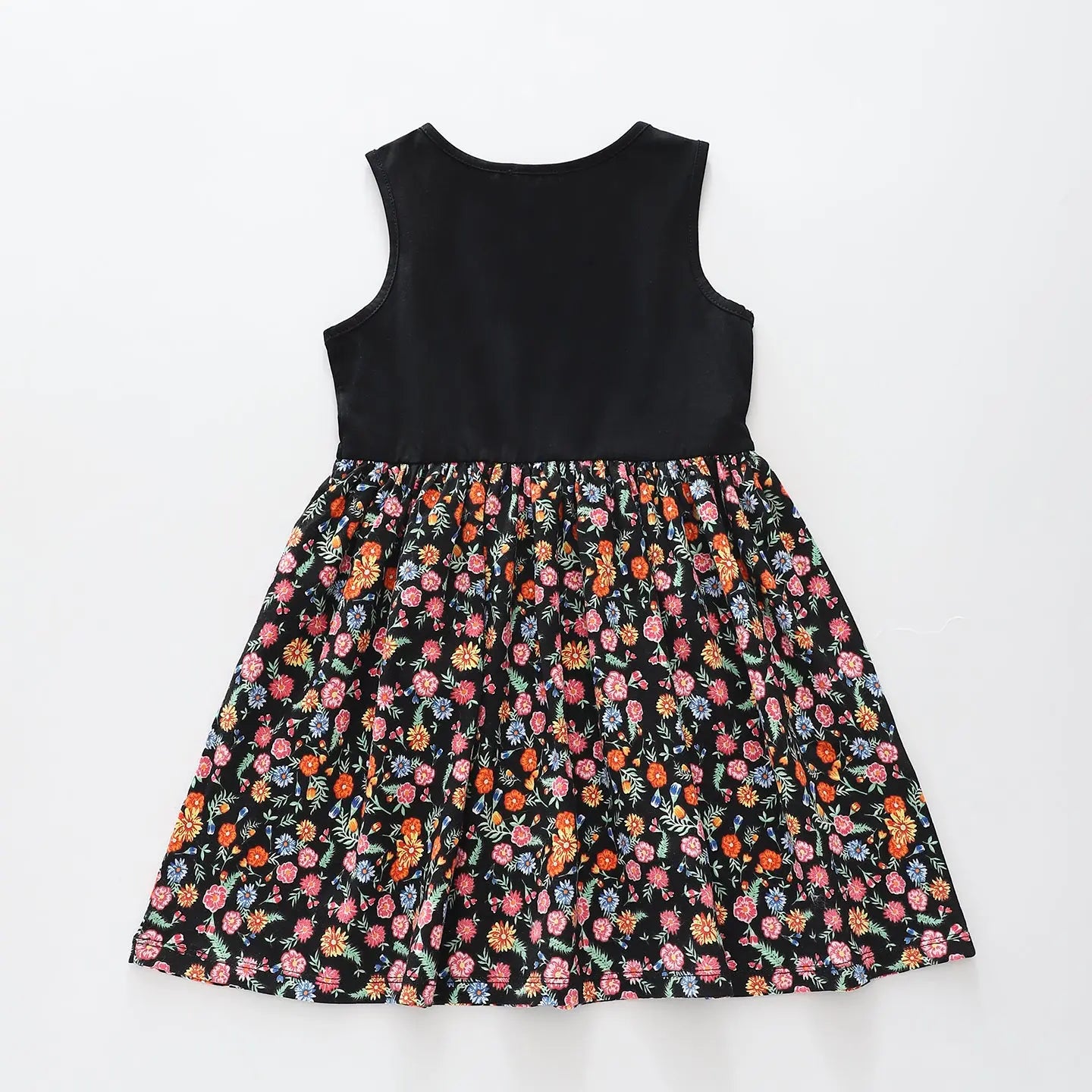 Folk Floral Print Black Dress Ollies Place