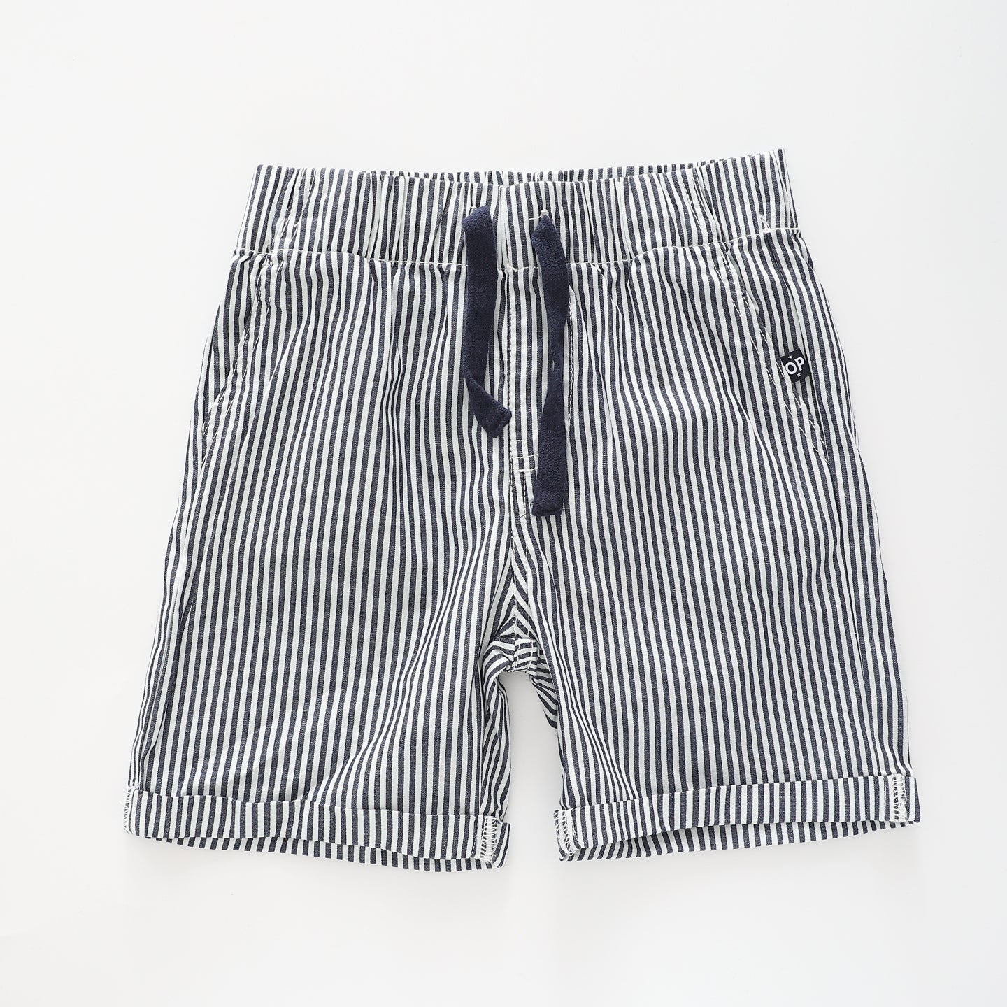 Boy s Navy Stripe Shorts With Adjustable Waist