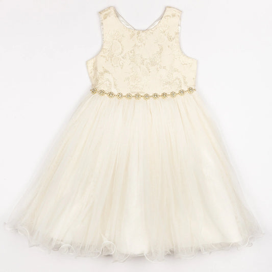Girl Gold Jacquard Formal Dress Ollies Place
