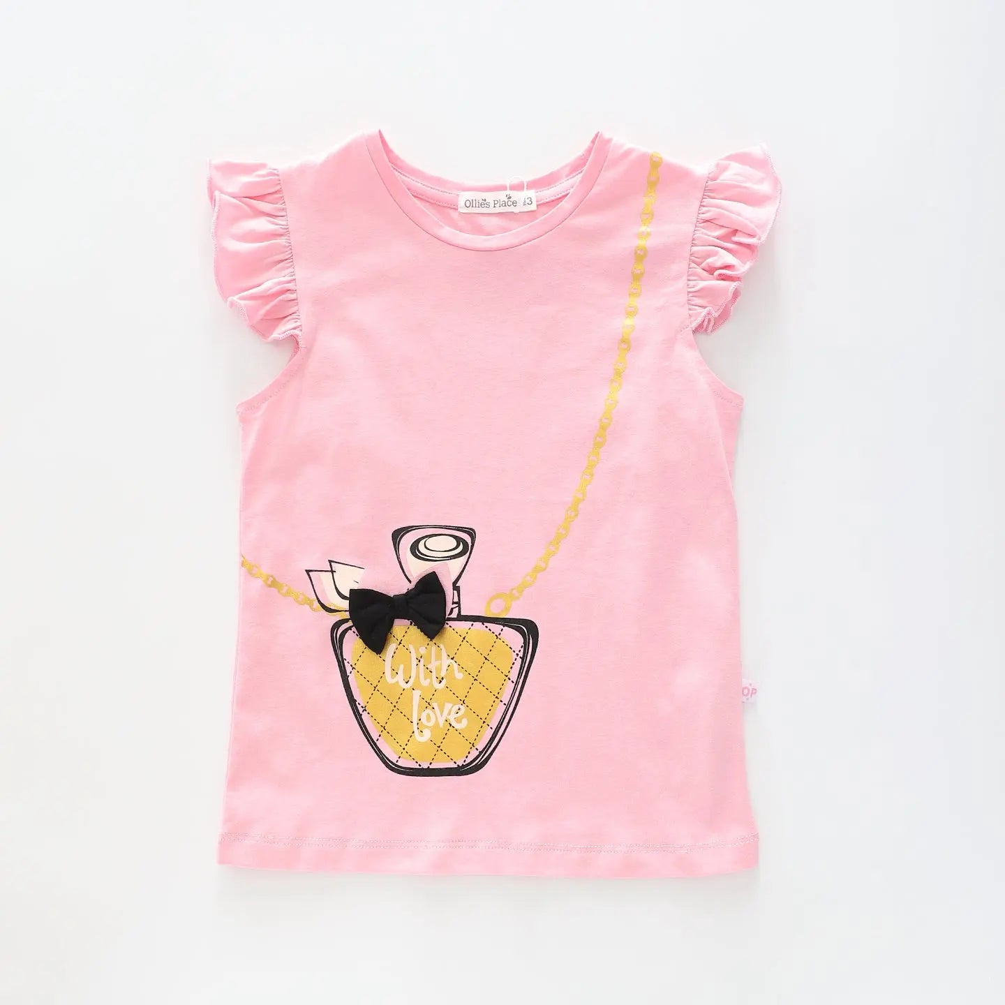 Girl's Baby Pink 'With Love' Perfume T-Shirt Ollies Place