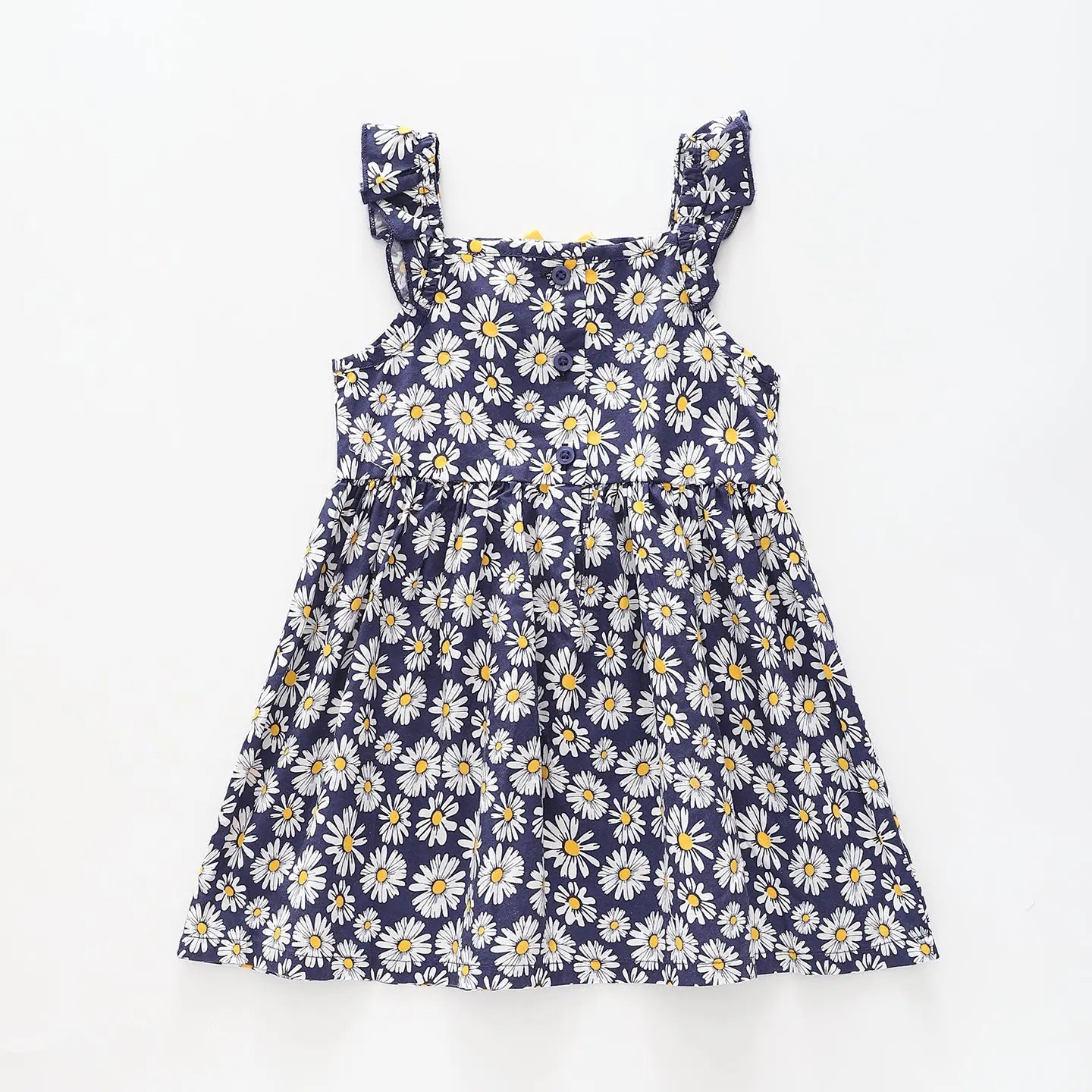 Girl's Blue Daisy Print Dress Ollies Place