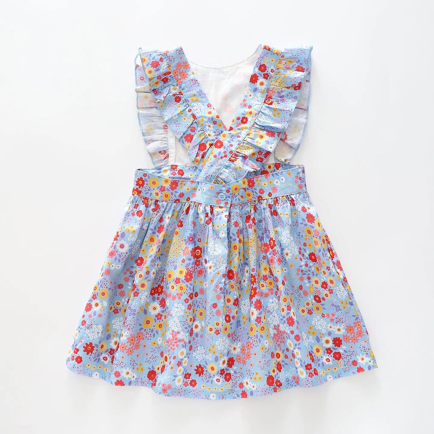 Girl's Blue Floral Pinafore Dress Ollies Place