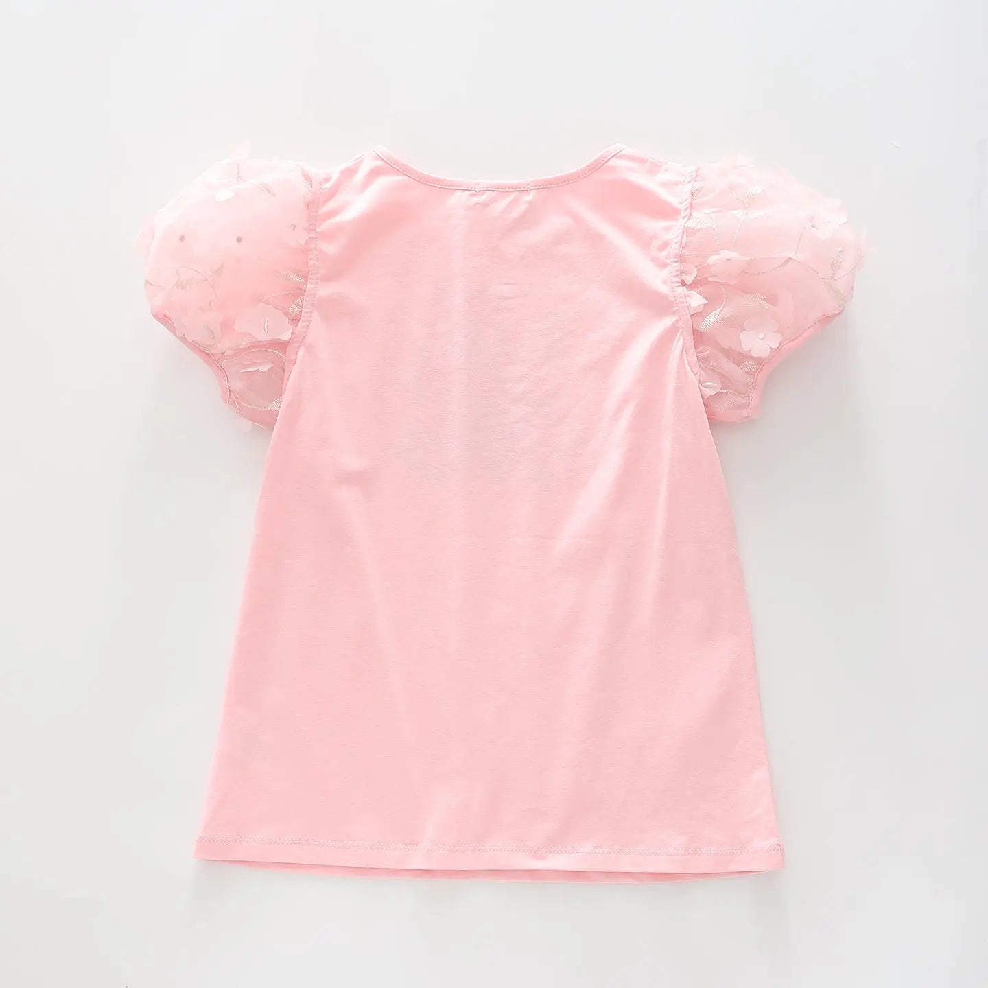 Girl's Floral Pink Tulle Shoulder T-Shirt Ollies Place