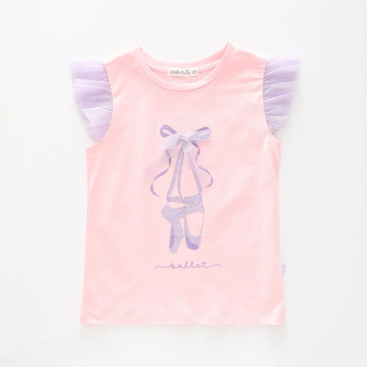 Girl's Glitter Tulle Peach And Purple Ballerina T-Shirt Ollies Place