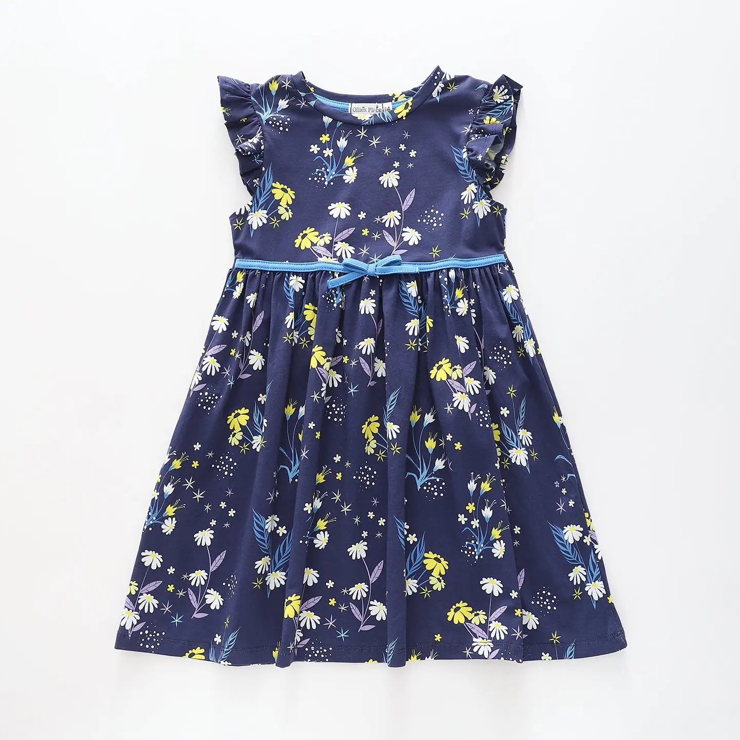 Girl's Navy Blue And Yellow Floral Dress Ollies Place