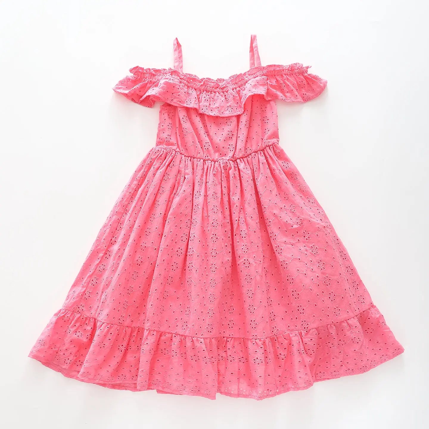 Girl's Pink Broiderie Anglais Party Dress Ollies Place