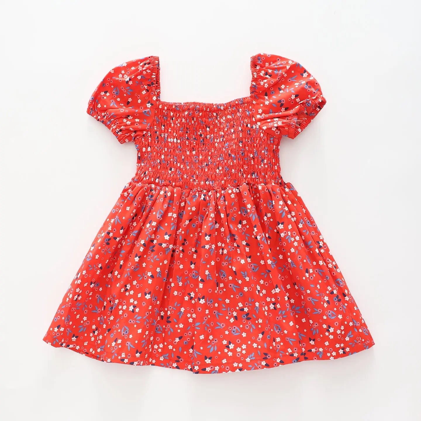 Girl's Red Floral Ruched Dress Ollies Place