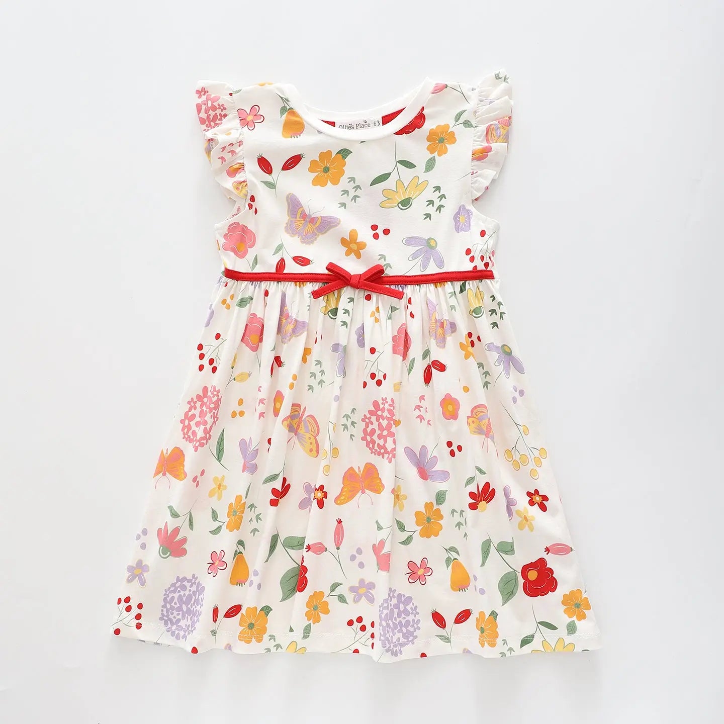 Girl's White Multicolour Floral Dress Ollies Place