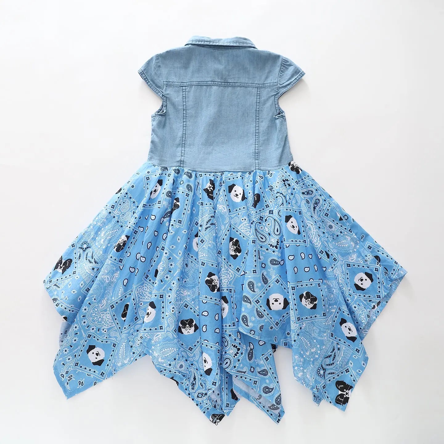 Girls Denim and Puppy Print Dress Ollies Place