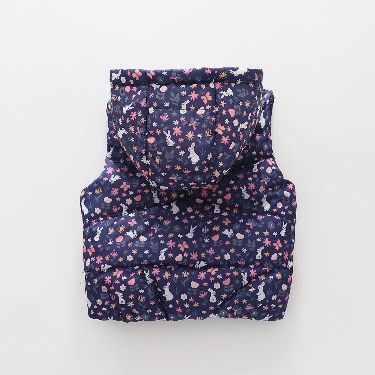 Girls Ditsy Hooded Puffer Vest Ollies Place