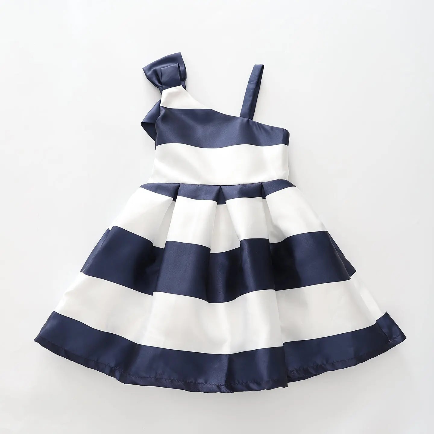 Girls Navy Blue and White Striped Party Dress Ollies Place