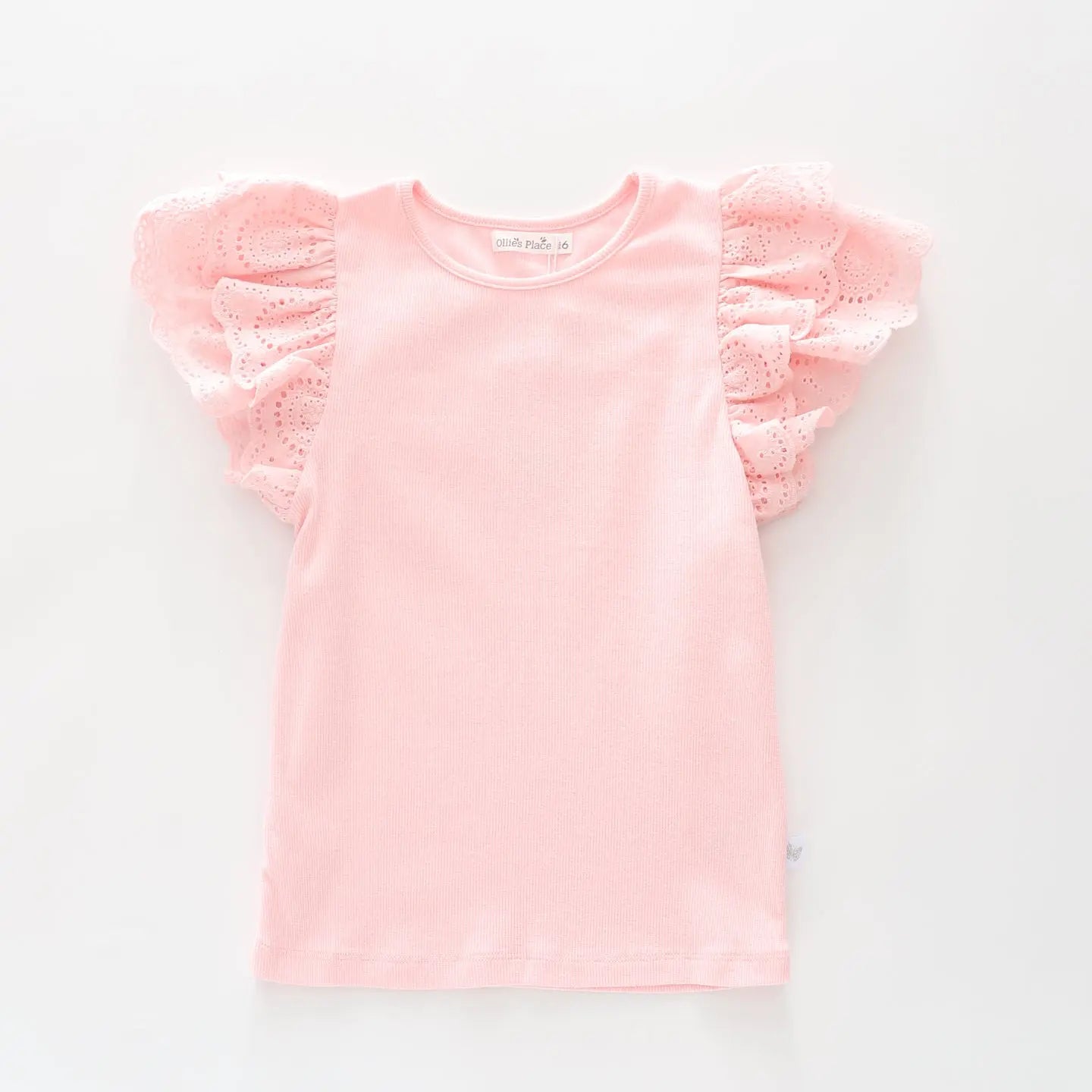 Girls Pink Broderie Top Ollies Place