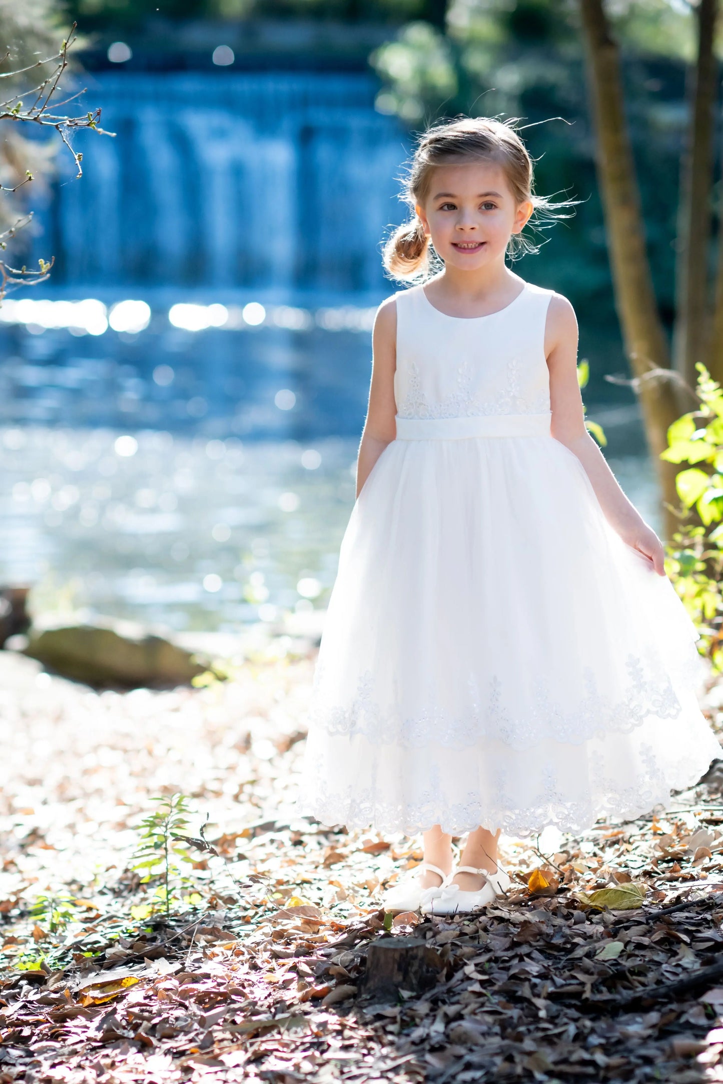 Girls' Ivory Tiered Tulle Formal Occasion Dress Ollies Place