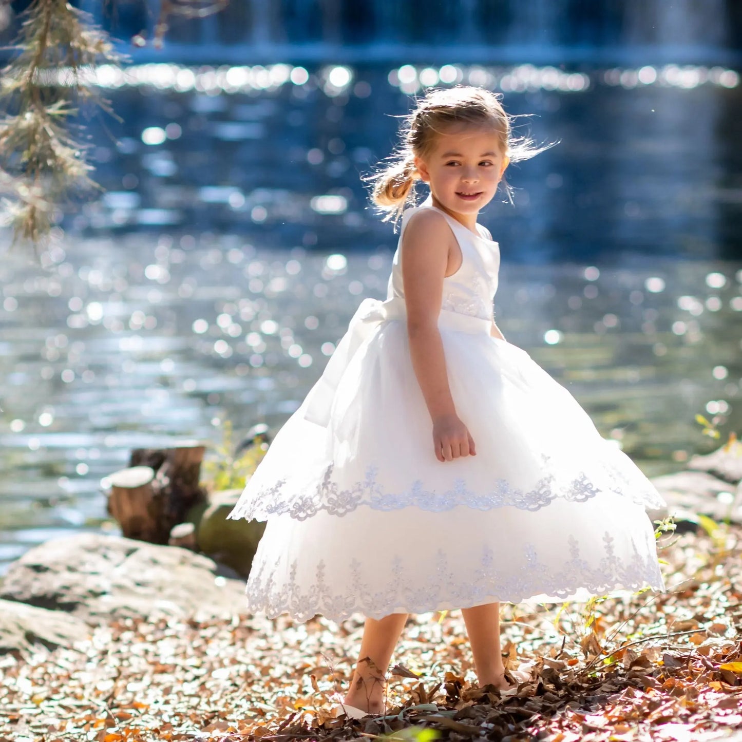 Girls' Ivory Tiered Tulle Formal Occasion Dress Ollies Place