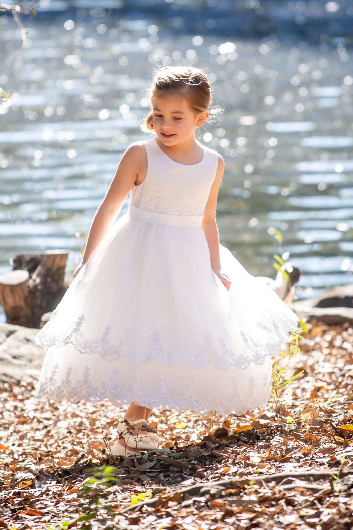 Girls' Ivory Tiered Tulle Formal Occasion Dress Ollies Place