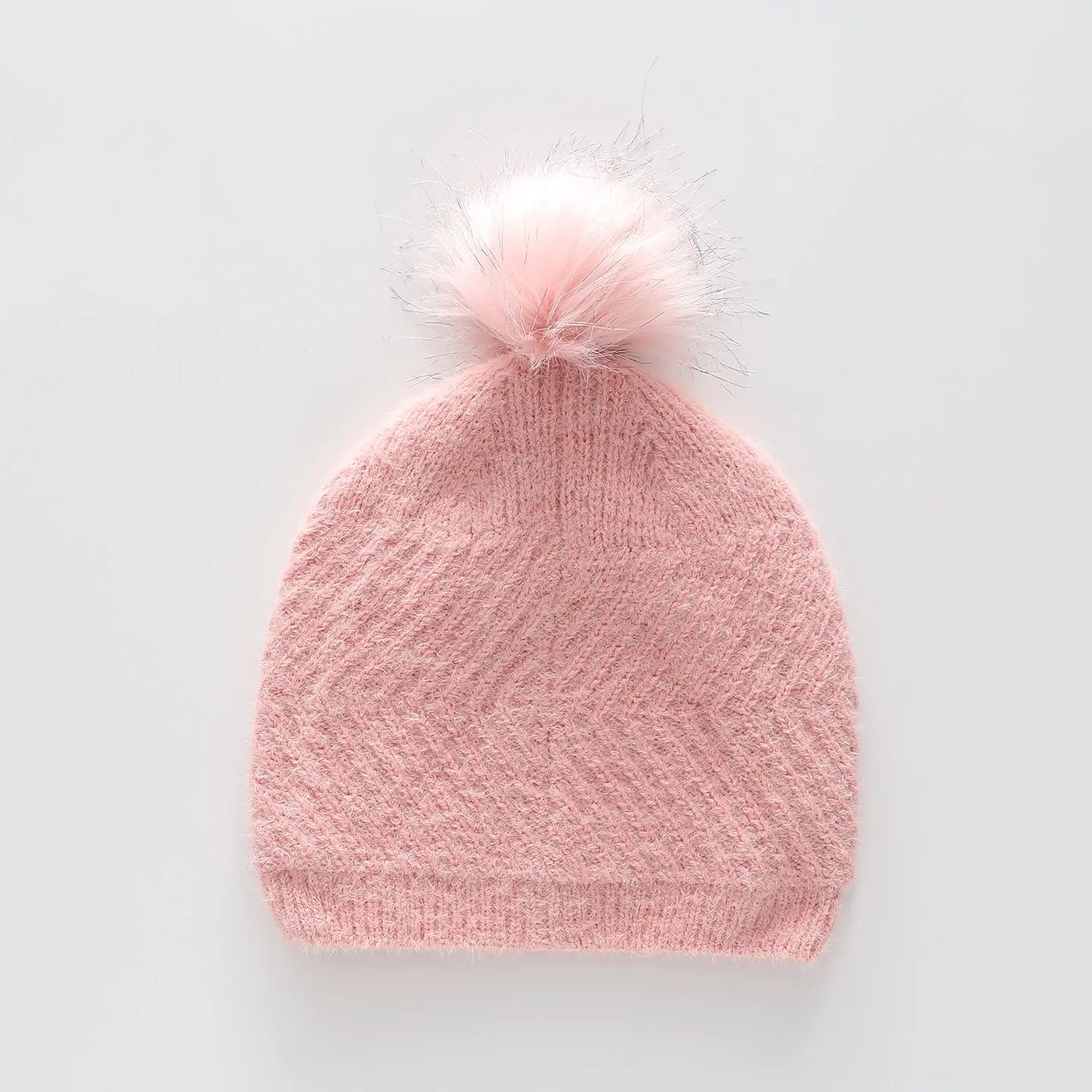 Girls' Pink True Knit Beanie with Pompom Ollies Place