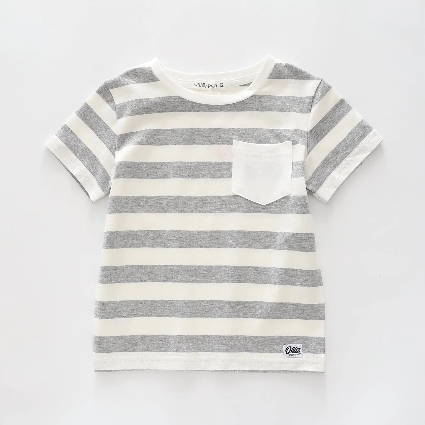 Grey Marle and White Oversized Stripe Tee Ollies Place