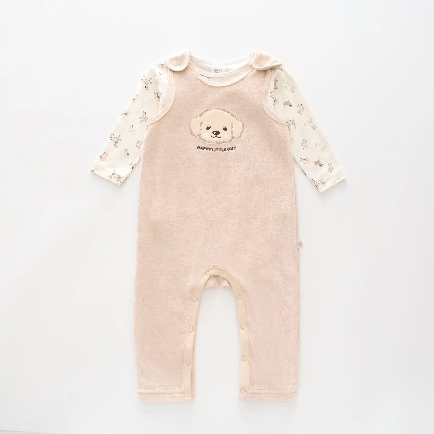 Happy Puppy Velour Overalls Set Ollies Place