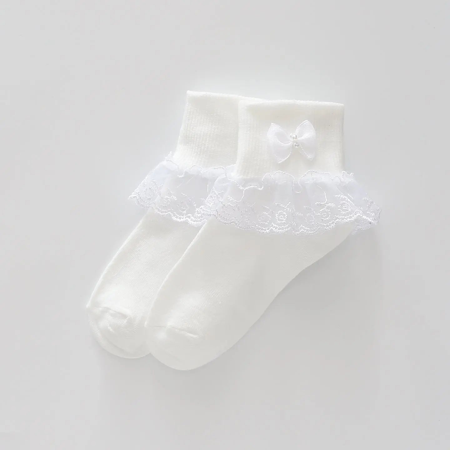 Ivory Lace Socks With Bow Ollies Place